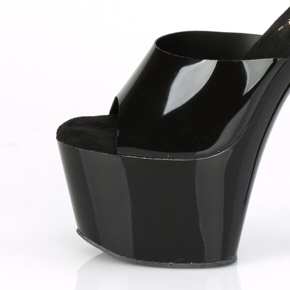Sleek Black Platform Mules | Striking High Heel Slides for Bold Style - Picture 3 of 5